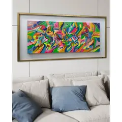DEKAM DISEÑO - Cuadro Euforia de Colores Enmarcado Pintado 146x66 cms