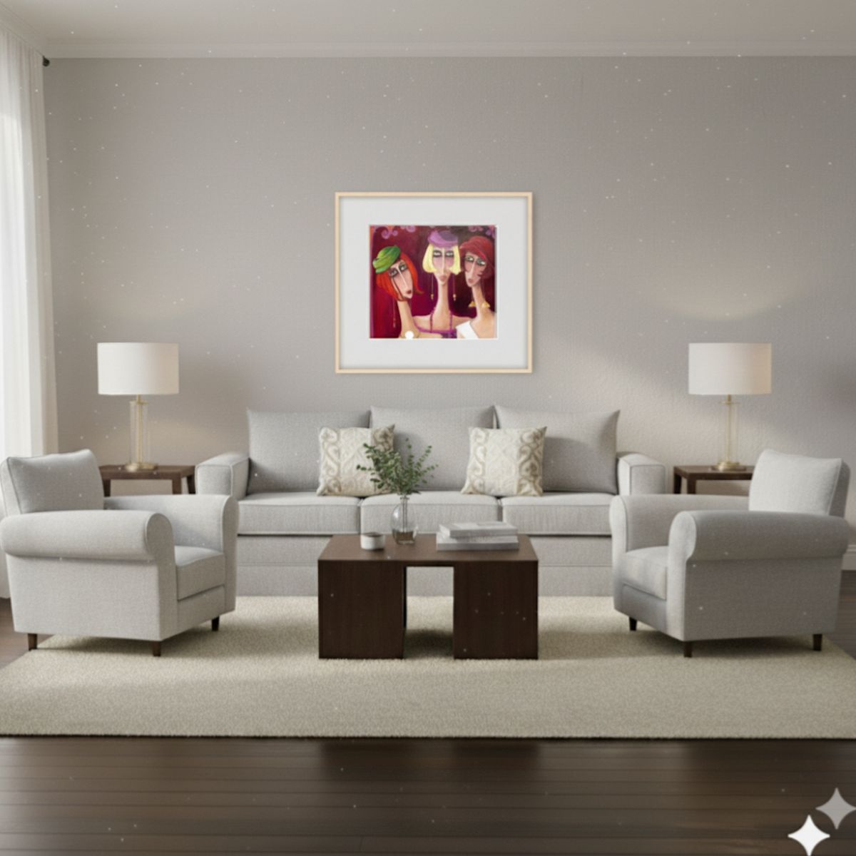 MUNDO LIVING - Living 311 Noah Gris claro Sofa 3 cuerpos + 2 poltronas resortes