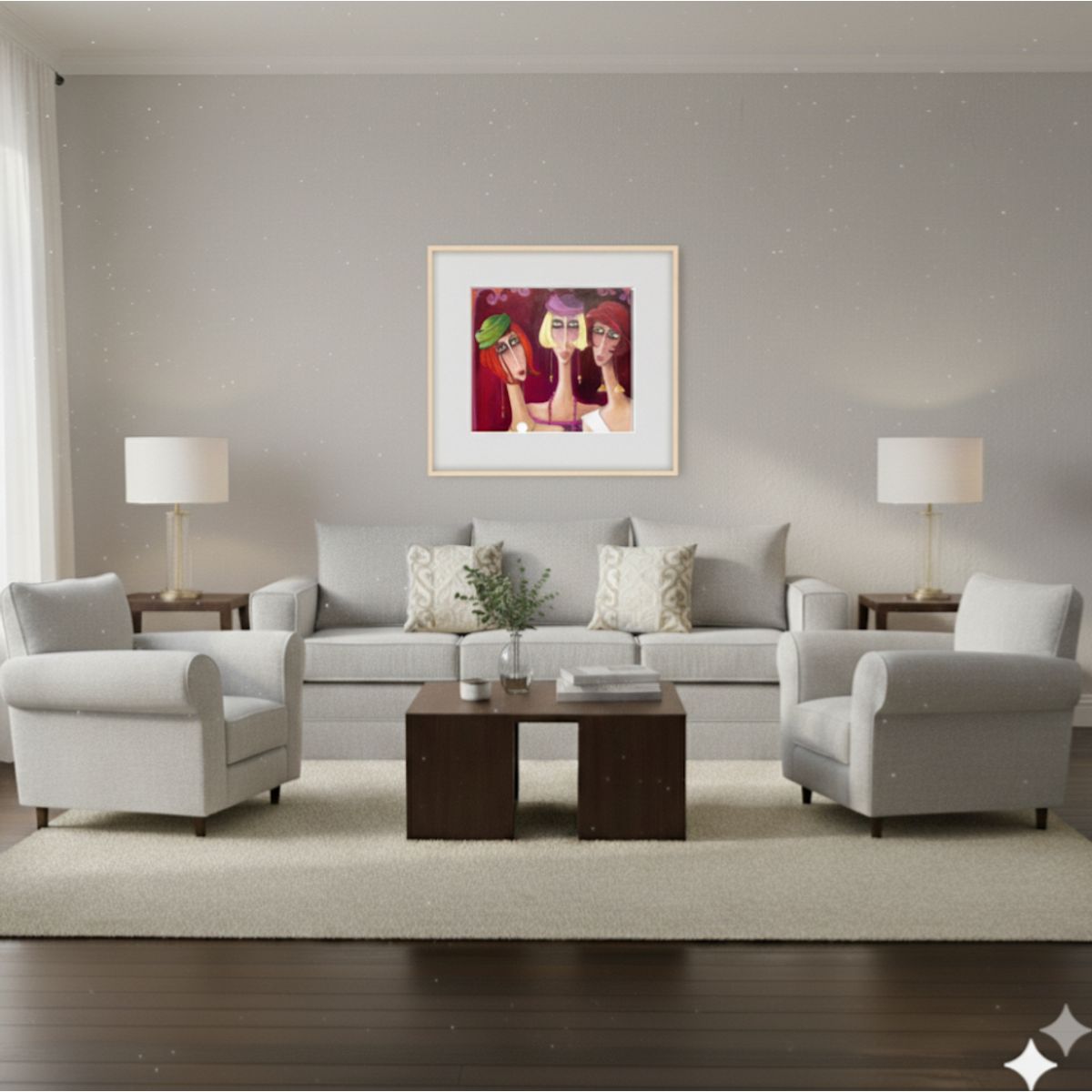 MUNDO LIVING - Living 311 Noah Gris claro Sofa 3 cuerpos + 2 poltronas resortes