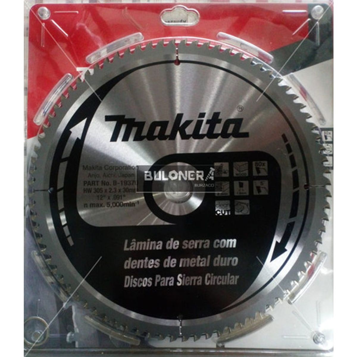 GENERICO - Disco Hoja Sierra Makita Madera 305mm 30m 80d B-19370