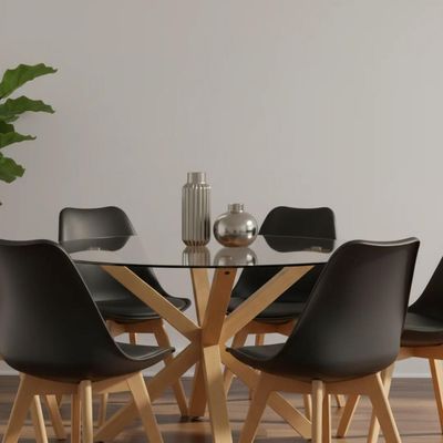 Imagen 2 del producto Comedor Mesa Redonda Equiz 120cm + 6 Sillas Tulip Negro