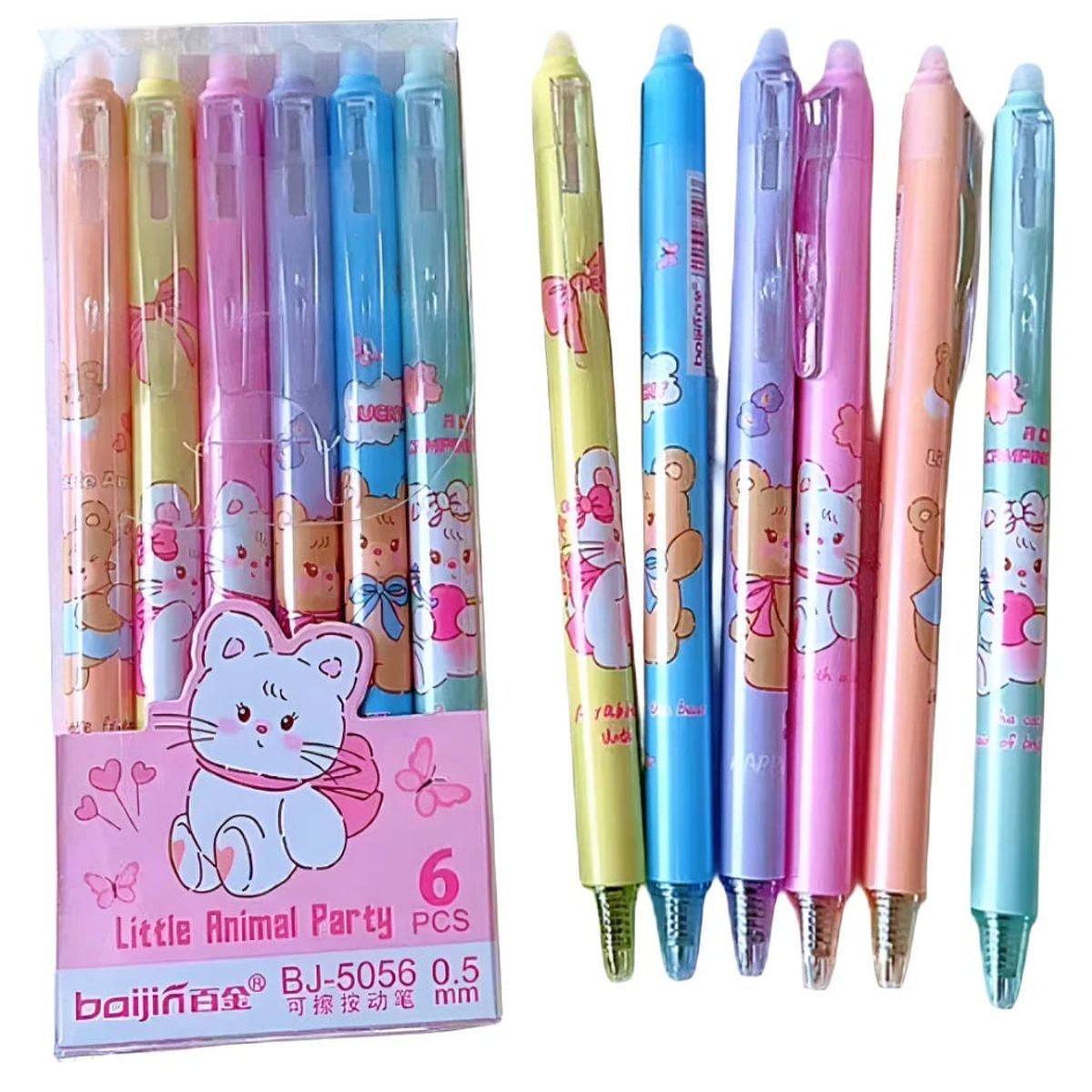 GENERICO - Set De Lapices Borrables Kawaii Mikko 6 Pcs