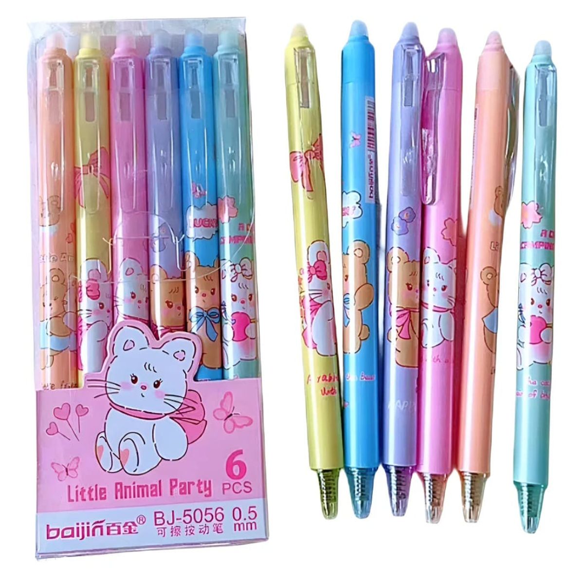 GENERICO - Set De Lapices Borrables Kawaii Mikko 6 Pcs