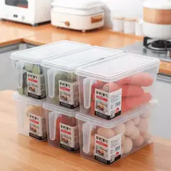 HOMESTAR - Caja Contenedora Rectangular con Asa para Refrigerador