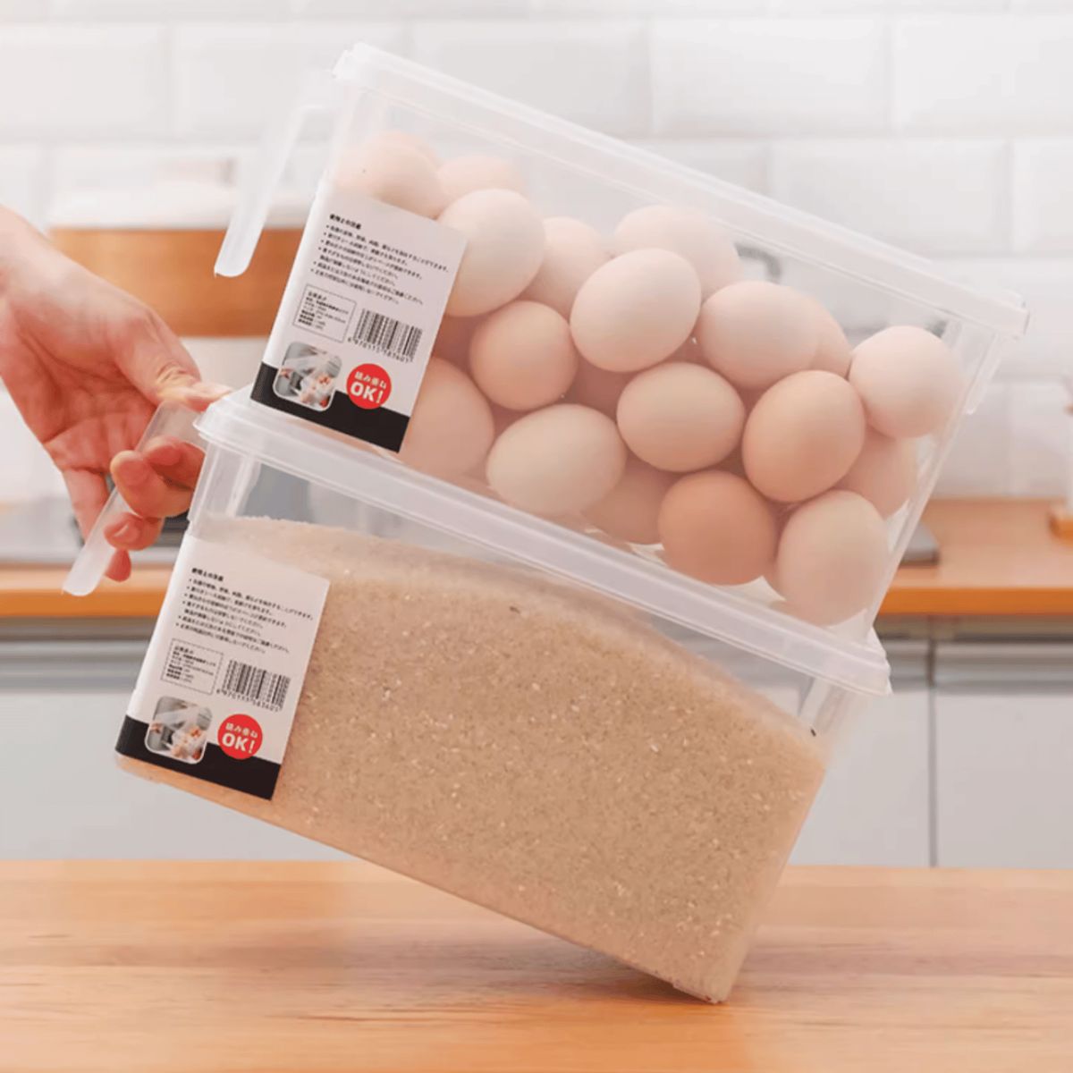 HOMESTAR - Caja Contenedora Rectangular con Asa para Refrigerador