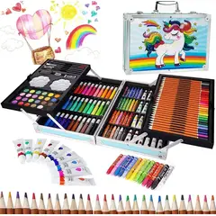 GENERICO - Set Para Pintar Lápices Colores Maleta De Arte 145pc Azul