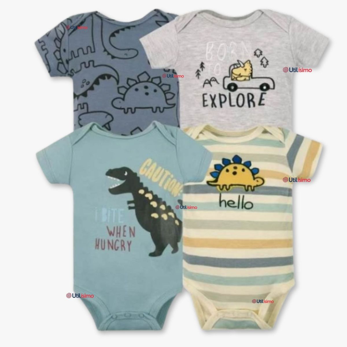 TEDMIMAK - Pack 4 Bodys Niño Manga Corta Tedmimak 100% Algodón Ready for Fun