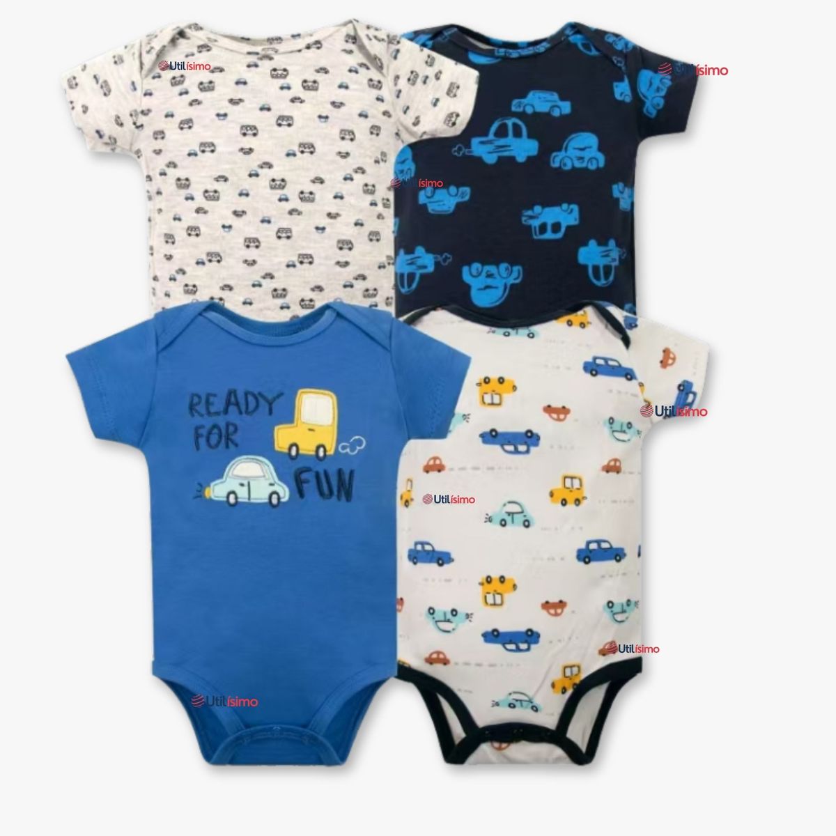 TEDMIMAK - Pack 4 Bodys Niño Manga Corta Tedmimak 100% Algodón Ready Fun
