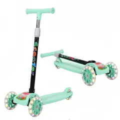 GENERICO - Scooter monopatín plegable altura ajustable luces niños verde