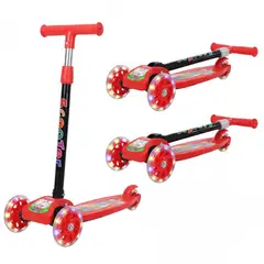 GENERICO - Scooter monopatín plegable altura ajustable luces niños rojo