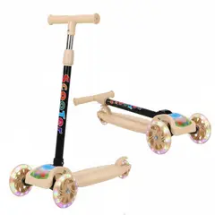 GENERICO - Scooter monopatín plegable altura ajustable luces niños marron