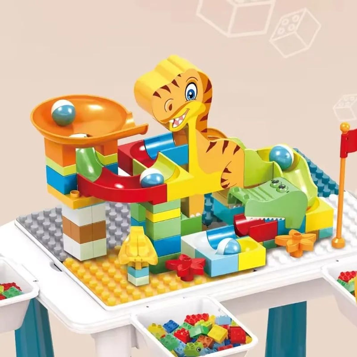 GENERICO - MESA DIDACTICA DE LEGO 104 PIEZAS CON SILLA