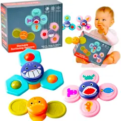 GENERICO - Juguetes Giratorios Spinner Con Ventosas Para Bebés Pack X3