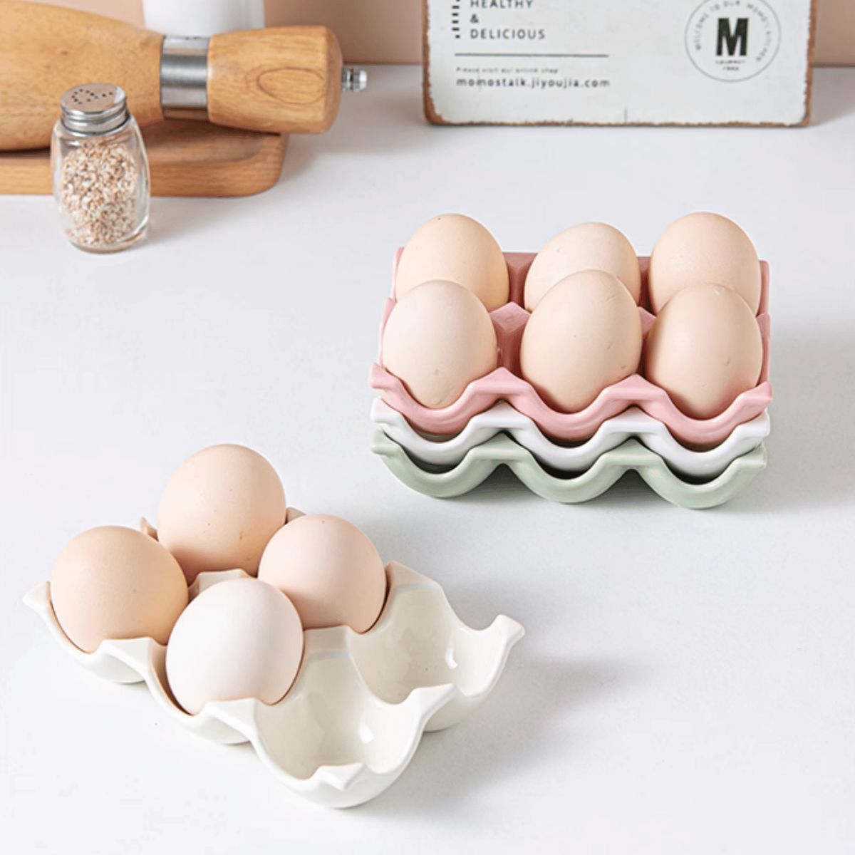 HOMESTAR - Bandeja para Huevos de Plástico Ondulado - Blanco