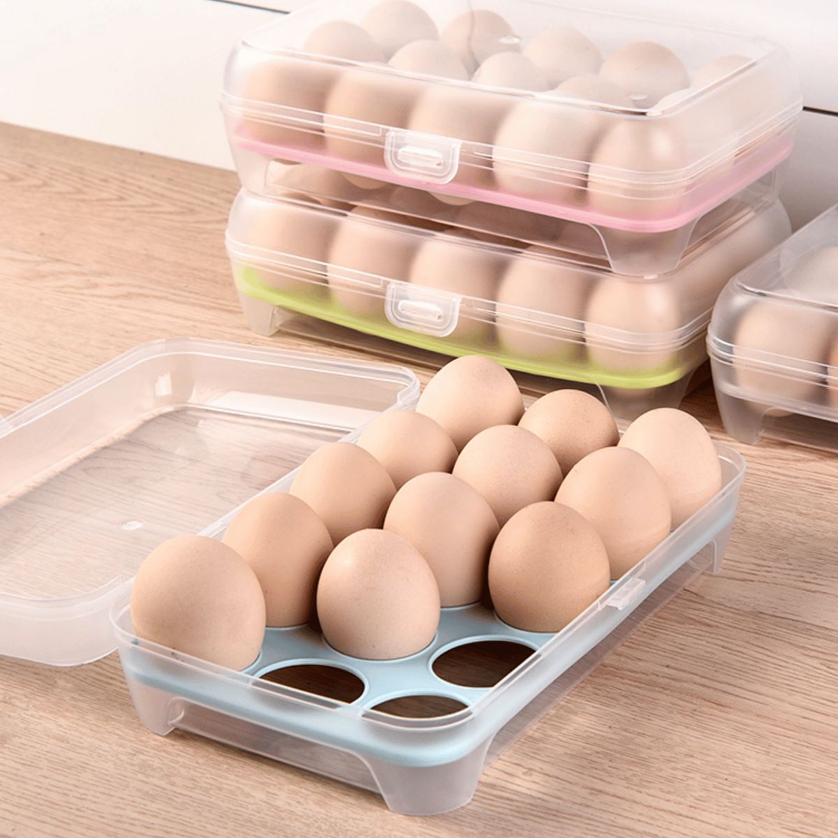 HOMESTAR - Organizador de Huevos con Tapa - 15 Unidades