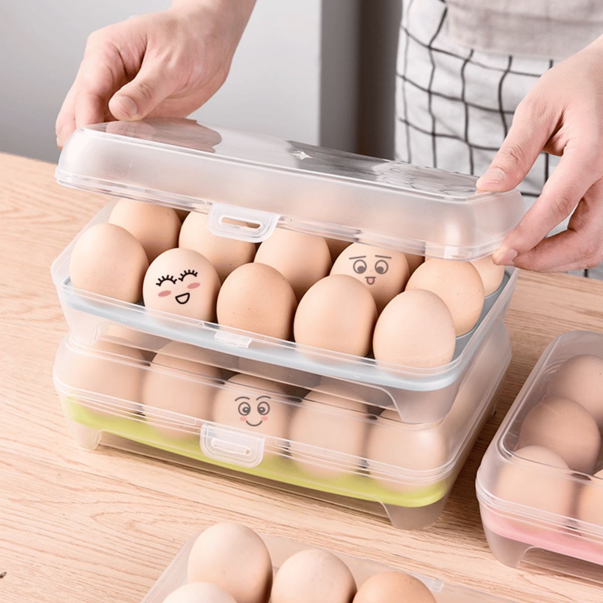 HOMESTAR - Organizador de Huevos con Tapa - 15 Unidades