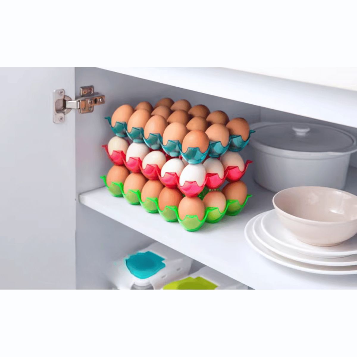 HOMESTAR - Organizador de huevos de 15 cavidades color azul con tapa