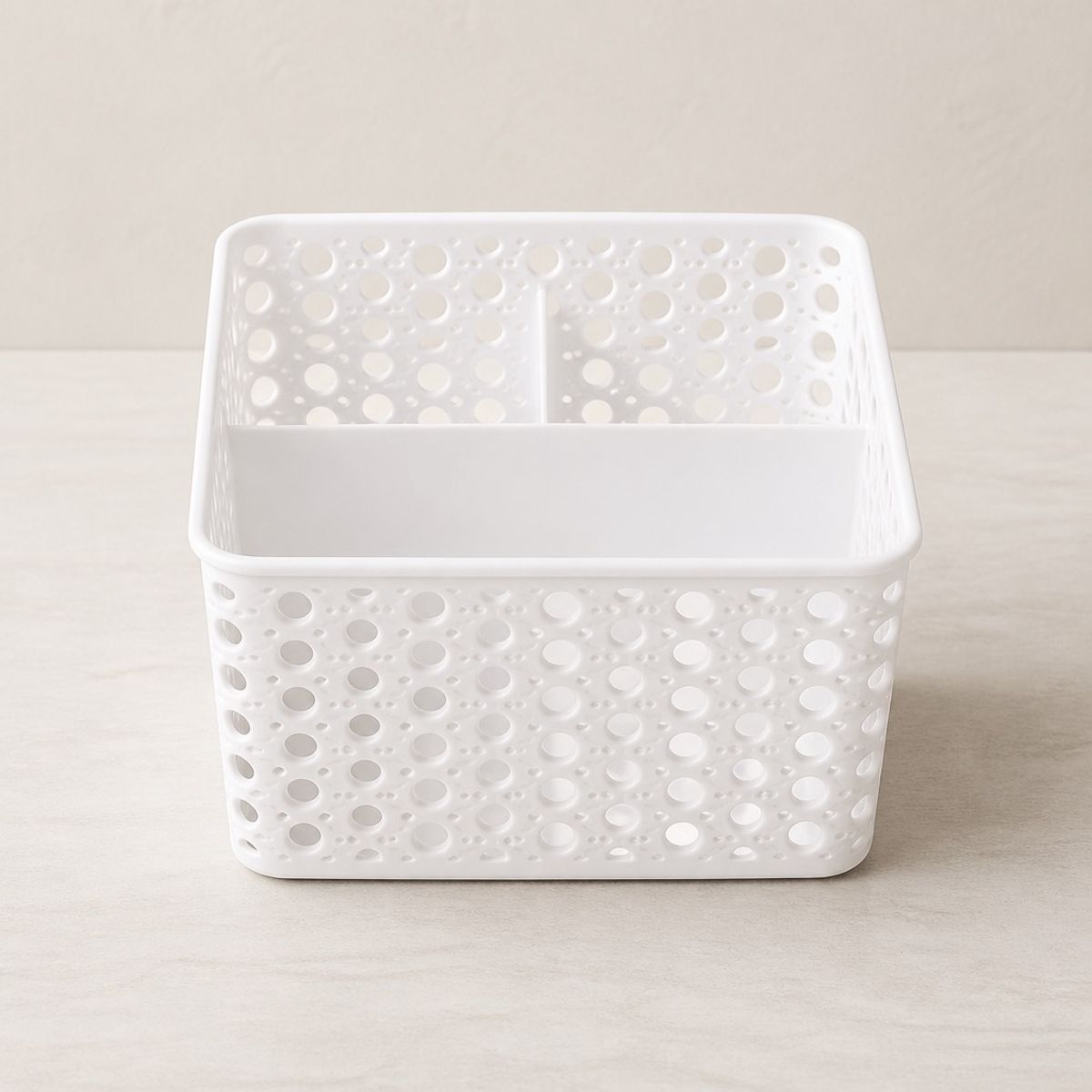 HOMESTAR - Cesta Organizadora Plástica con Divisiones - Blanco