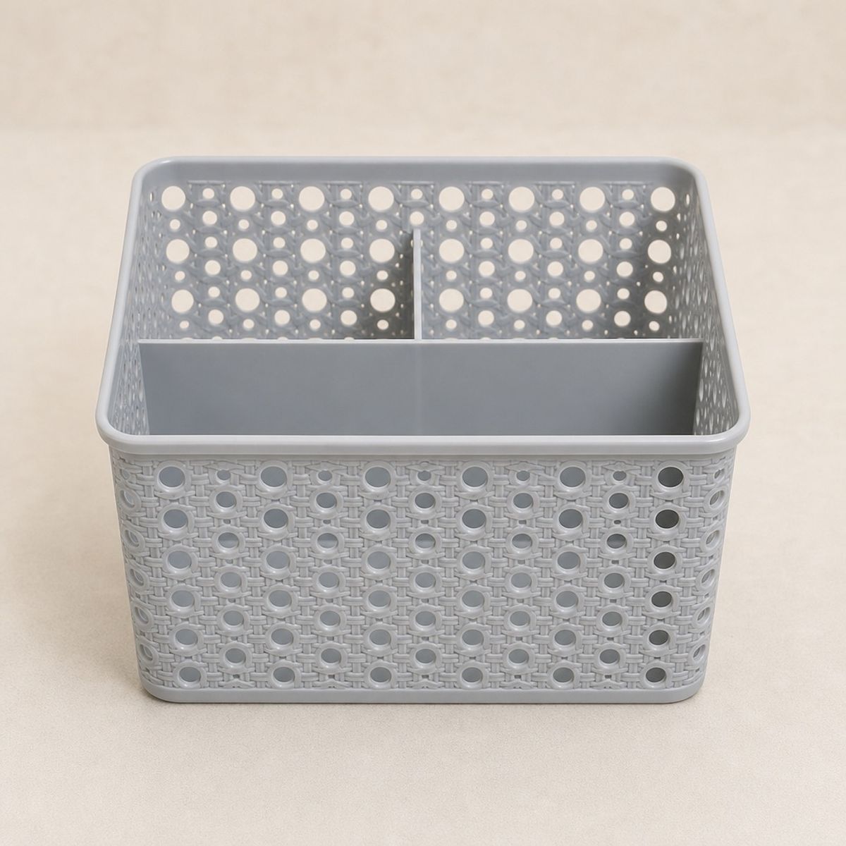 HOMESTAR - Cesta Organizadora Plástica con Divisiones - Gris