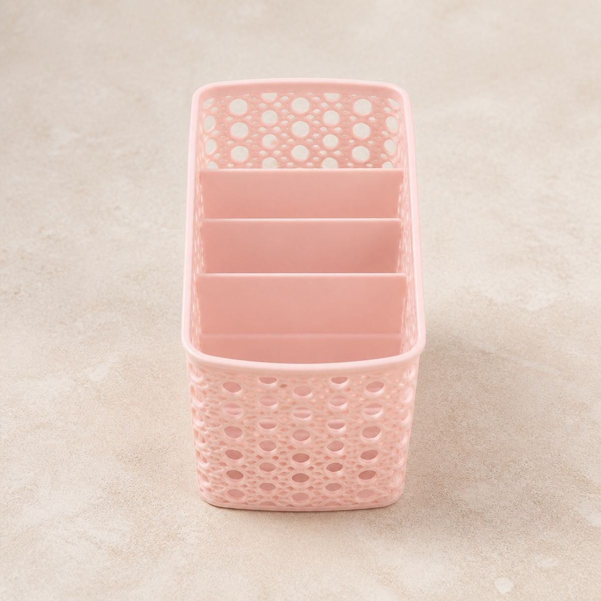 HOMESTAR - Cesta Organizadora Plástica con Divisiones - Rosa
