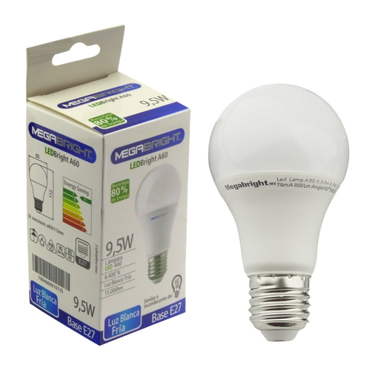 MEGABRIGHT - Ampolletas Led Luz Blanca 60w E27 Certificada Sec SET X3