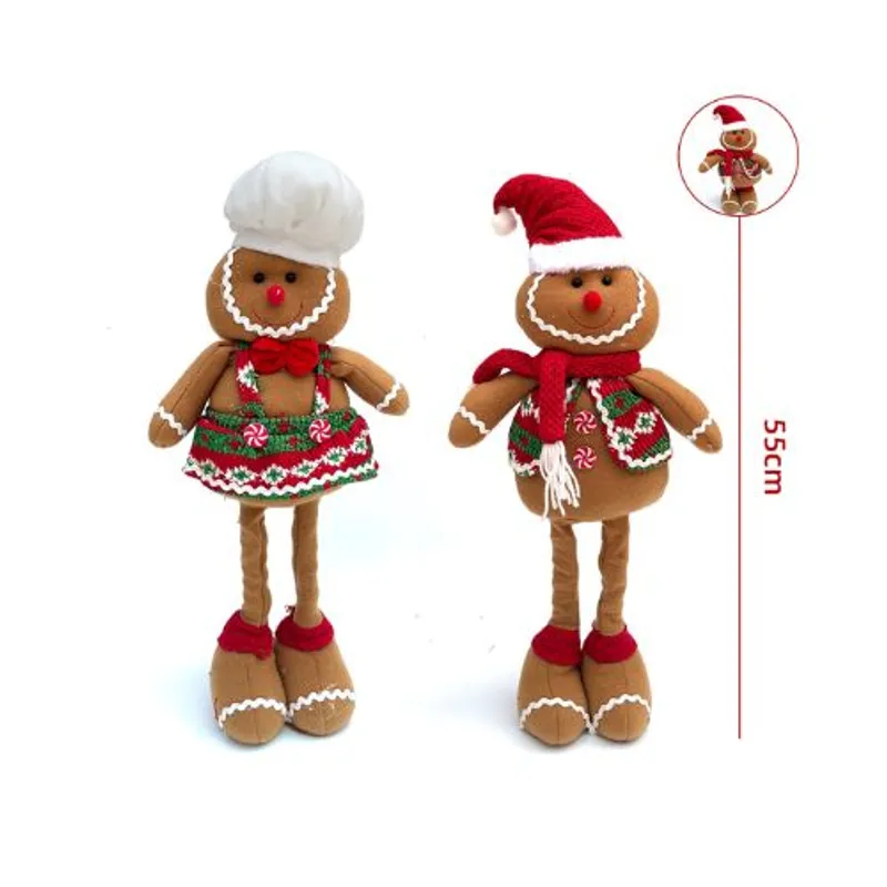 GENERICO - MUÑECO DE NAVIDAD PATAS LARGAS RETRATIL GALLETAS JENGIBRE 55CM