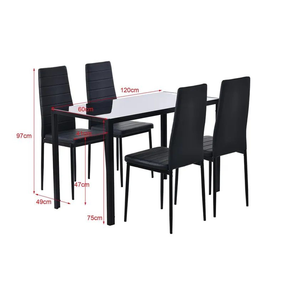 GENERICO - Juego De Comedor 4 Sillas Mesa Rectangular 120x60x75 cm Negro