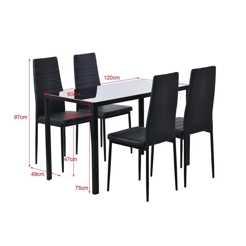 GENERICO - Juego De Comedor 4 Sillas Mesa Rectangular 120x60x75 cm Negro