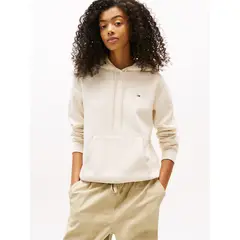 TOMMY HILFIGER - Polerón Hoodie Flag Logo Beige Tommy Jeans
