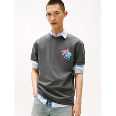 TOMMY HILFIGER - Polera Novelty Con Estampado Negro Tommy Jeans