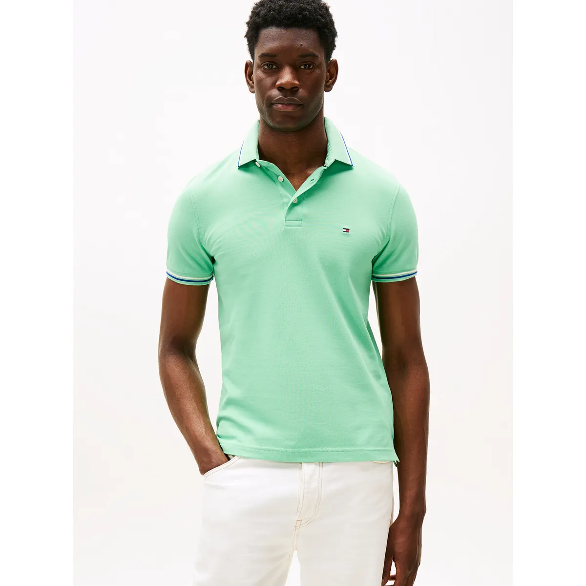 TOMMY HILFIGER - Polo Seasonal Ribeteado Slim Fit Verde Tommy Hilfiger