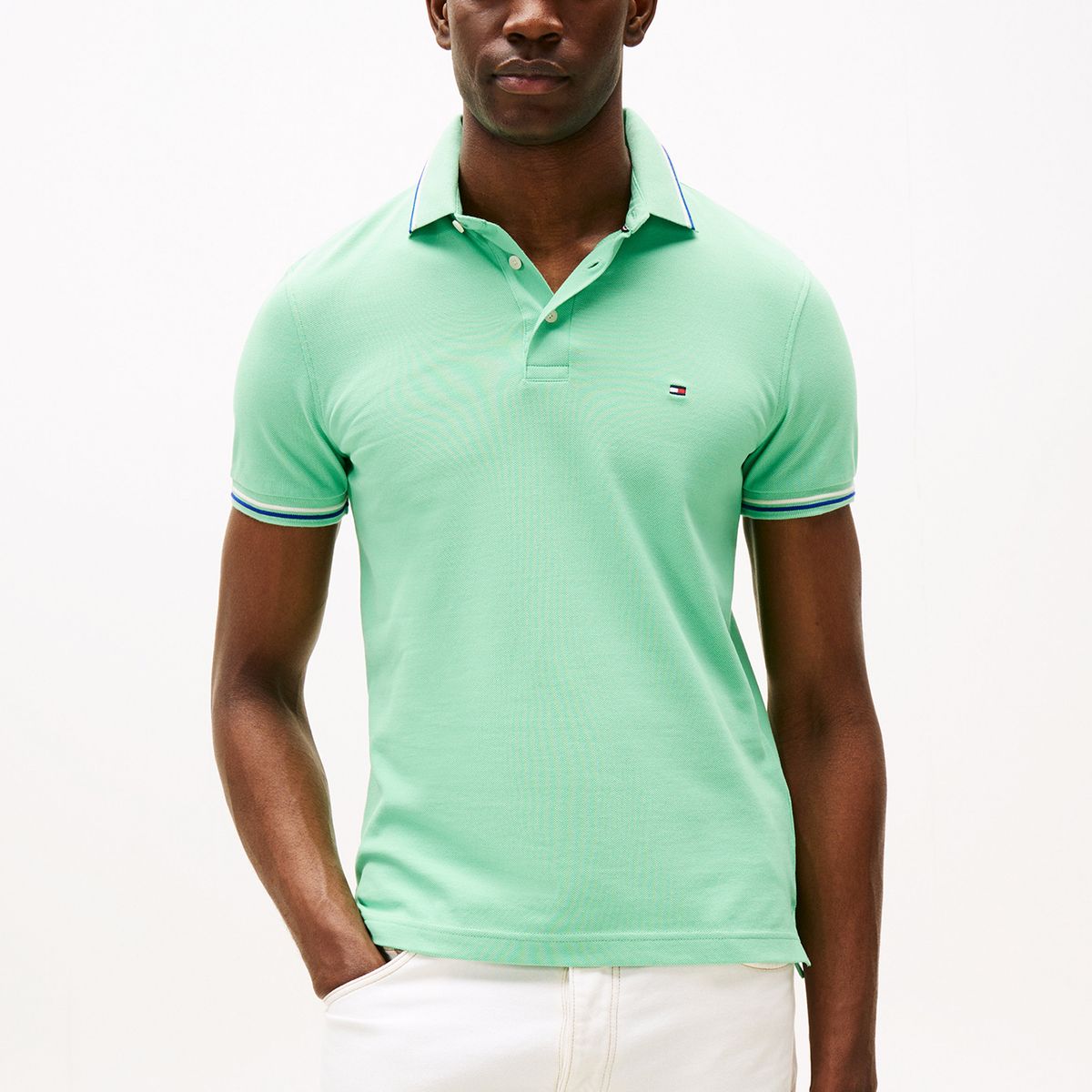 TOMMY HILFIGER - Polo Seasonal Ribeteado Slim Fit Verde Tommy Hilfiger