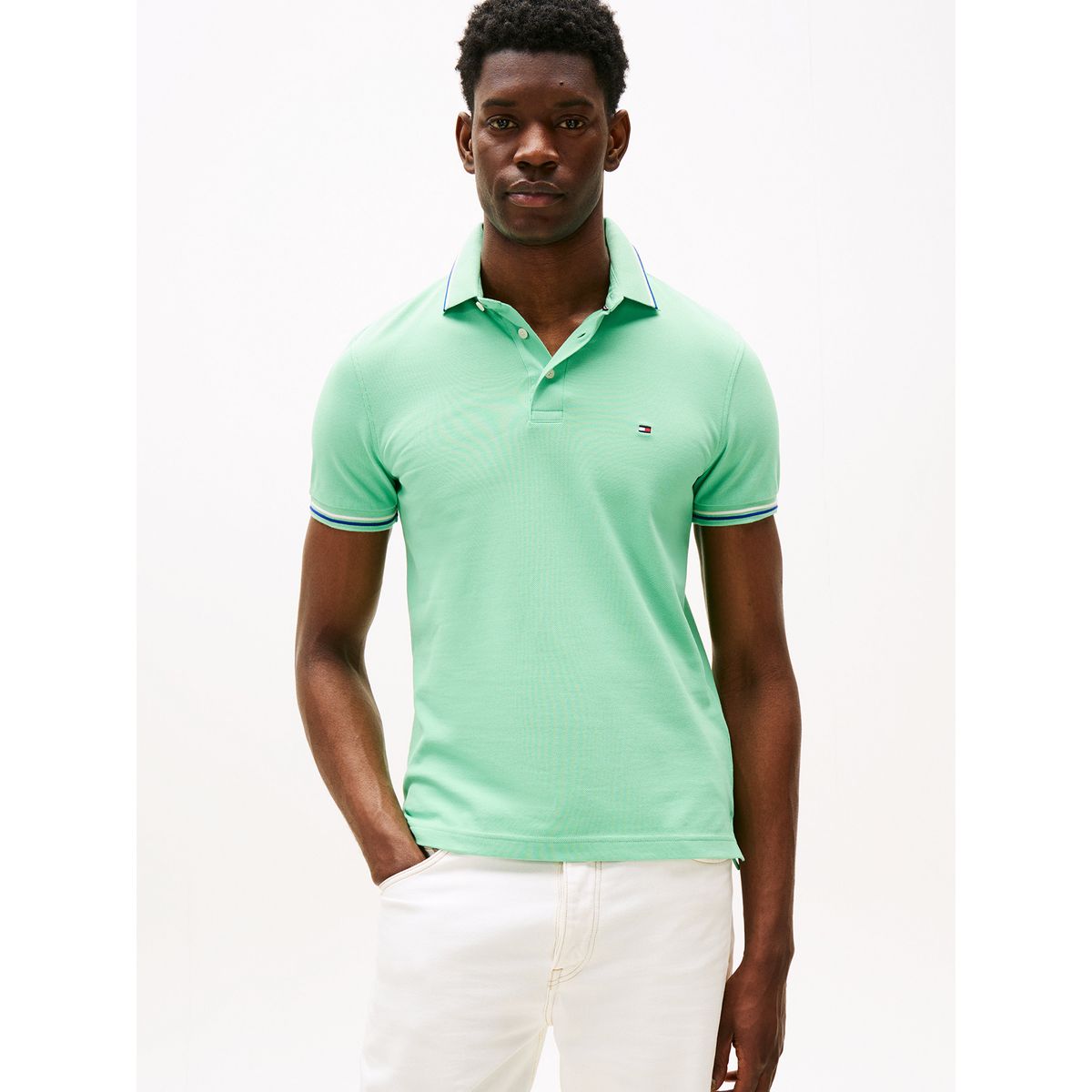 TOMMY HILFIGER - Polo Seasonal Ribeteado Slim Fit Verde Tommy Hilfiger