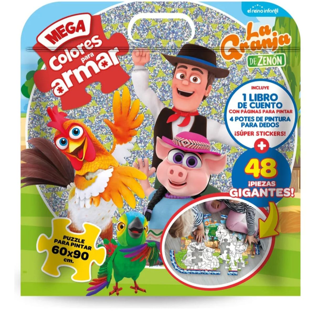 GENERICO - Puzzle Gigante 48 Pcs Set 2 en 1 para Armar y Pintar