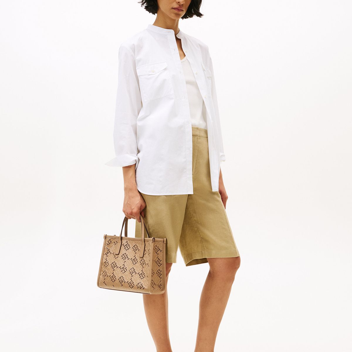 TOMMY HILFIGER - Tote City Con Monograma Café Tommy Hilfiger