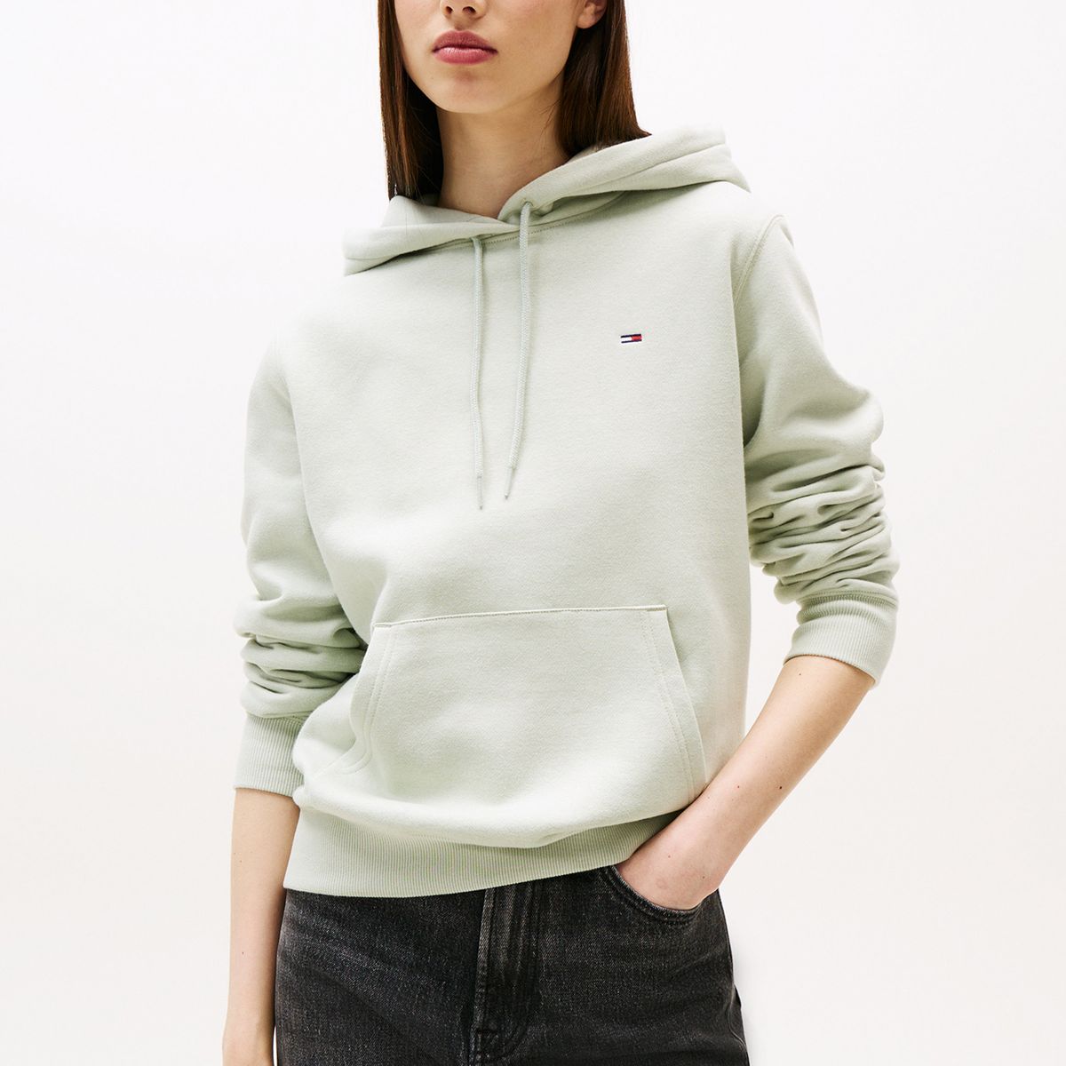 TOMMY HILFIGER - Polerón Hoodie Flag Logo Verde Tommy Jeans