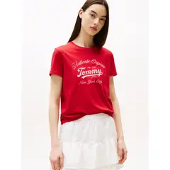 TOMMY HILFIGER - Polera Essential De Corte Regular Rojo Tommy Jeans