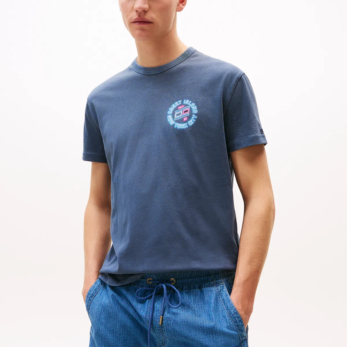 TOMMY HILFIGER - Polera Novelty Con Estampado Azul Tommy Jeans