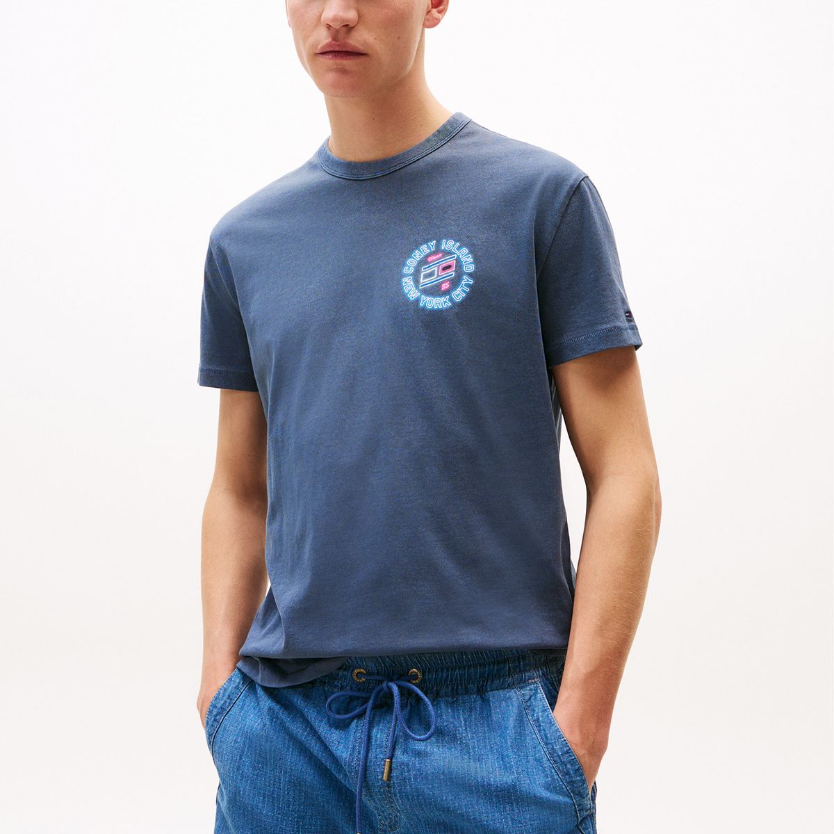 TOMMY HILFIGER - Polera Novelty Con Estampado Azul Tommy Jeans