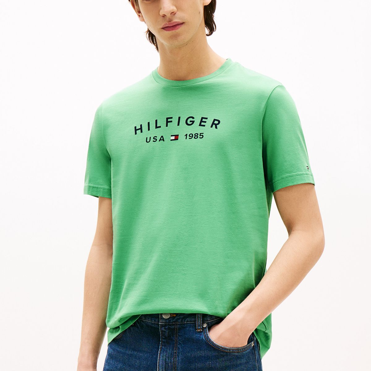 TOMMY HILFIGER - Polera Con Logo Estampado Verde Tommy Hilfiger