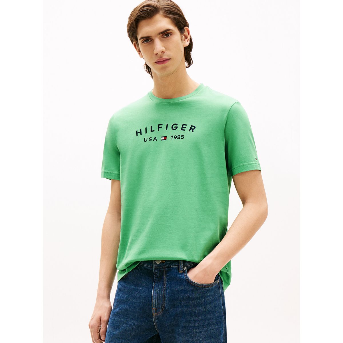 TOMMY HILFIGER - Polera Con Logo Estampado Verde Tommy Hilfiger