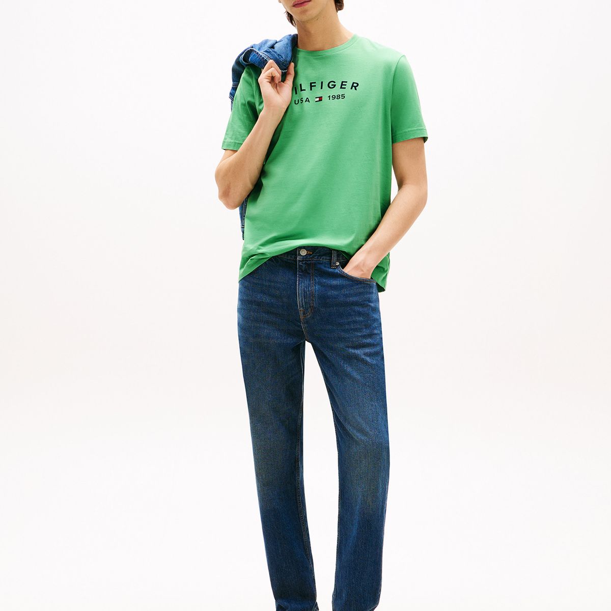 TOMMY HILFIGER - Polera Con Logo Estampado Verde Tommy Hilfiger