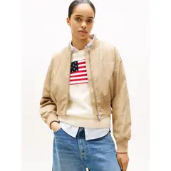 TOMMY HILFIGER - Chaqueta Bomber Cropped Solid Beige