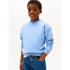 TOMMY HILFIGER - Polerón Con Cuello Redondo Y Logo Celeste