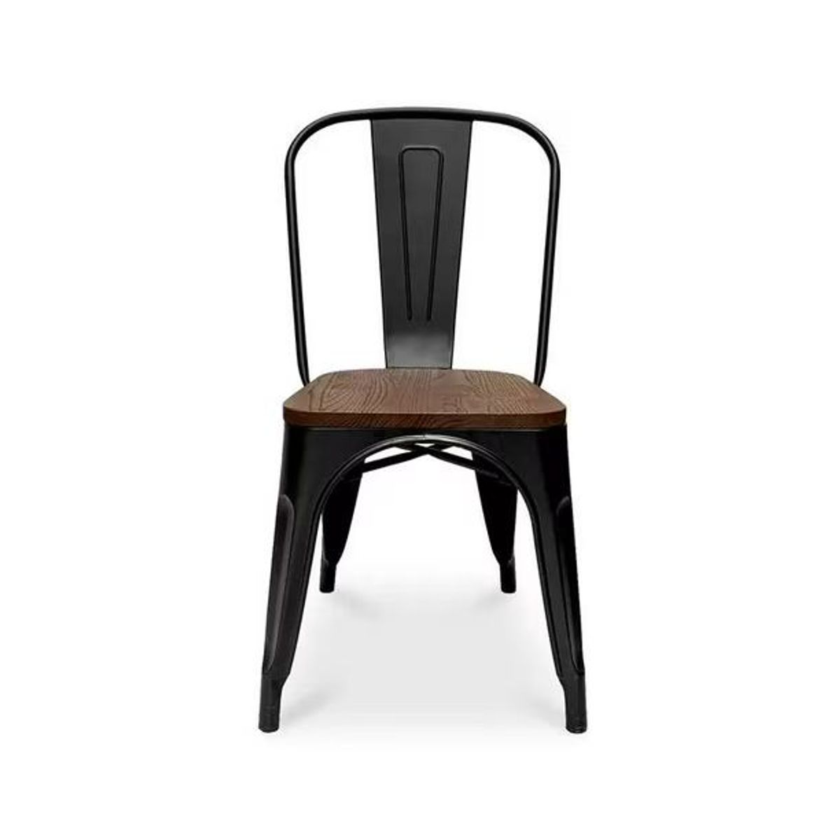 GENERICO - Sillas Tolix con Asiento De madera Set 4 sillas Negras