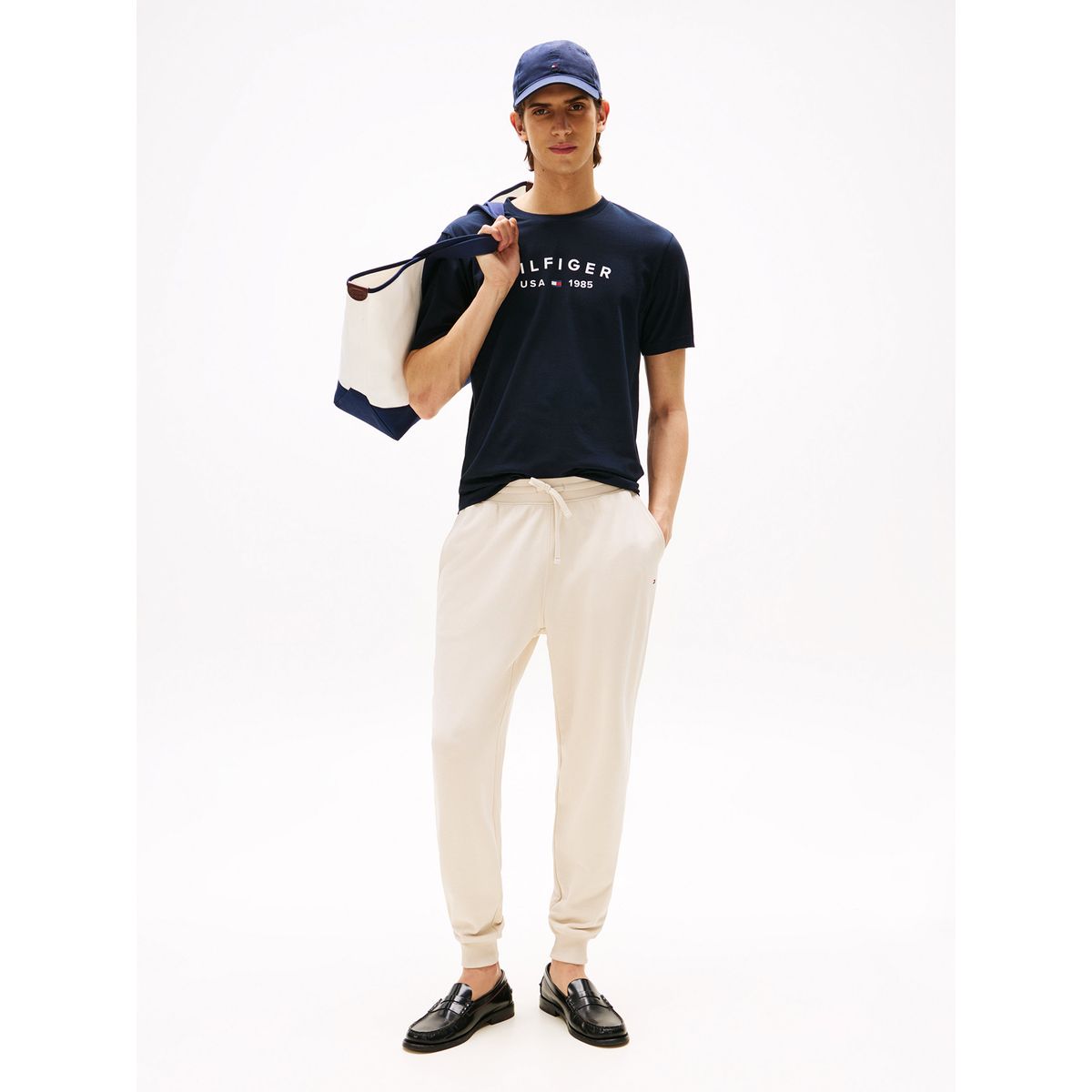 TOMMY HILFIGER - Joggers Essential Terry Con Logo Beige Tommy Hilfiger