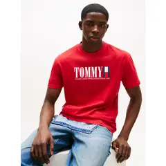 TOMMY HILFIGER - Polera C-Neck Con Logo Rojo Tommy Jeans