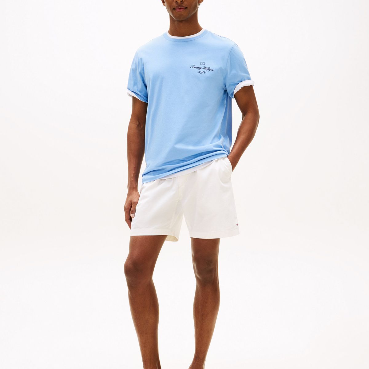 TOMMY HILFIGER - Polera Con Logo Flag Nyc Celeste Tommy Hilfiger