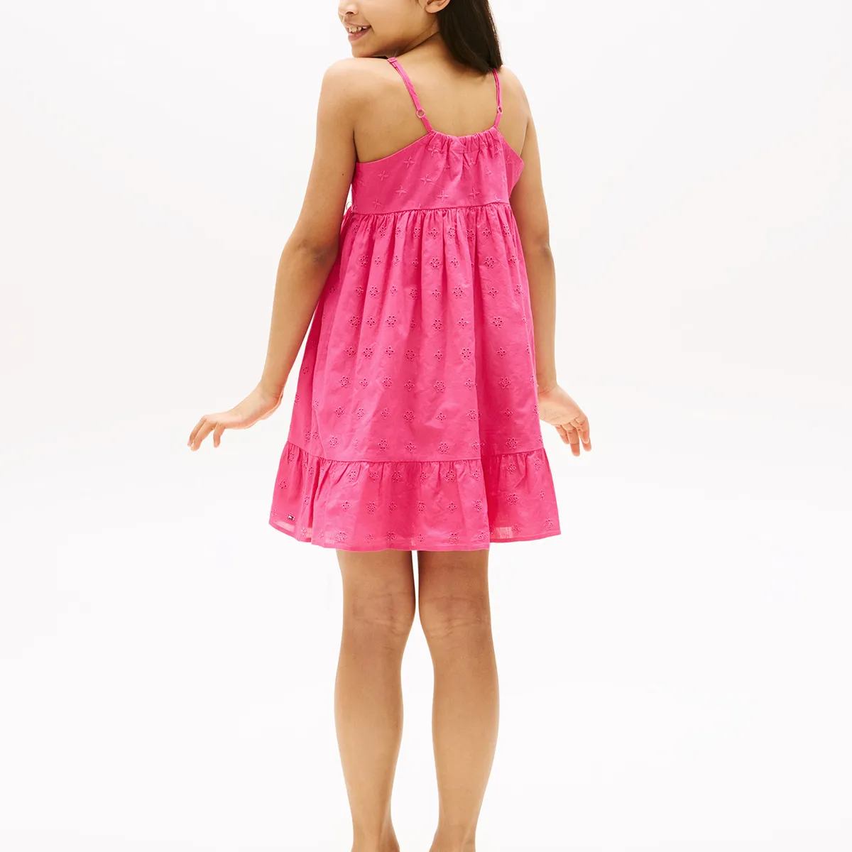 TOMMY HILFIGER - Vestido Broderie Solid Rosado Tommy Hilfiger