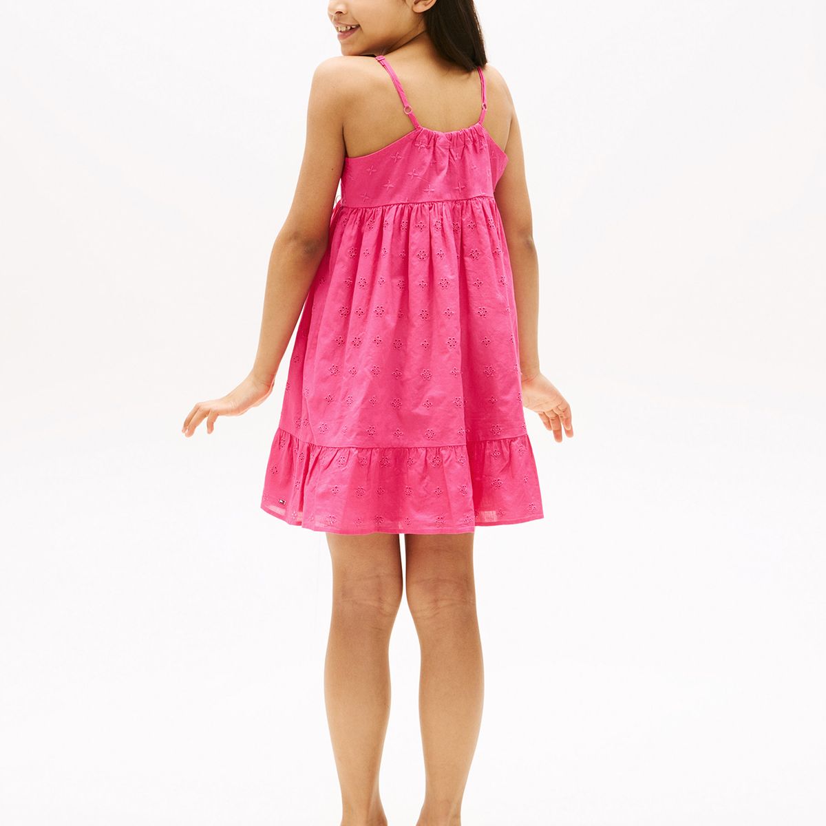 TOMMY HILFIGER - Vestido Broderie Solid Rosado Tommy Hilfiger